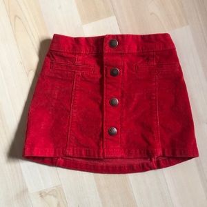 Red corduroy button up skirt  | 2T